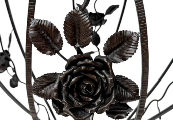 French Art Deco Wrough Iron XL Pedestal with Multi-Colored Marble Top, 1930s